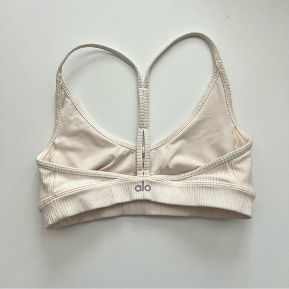 Alo Yoga Ribbed Blissful Bra ivory cream Y-back - Picture 7 of 8